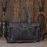 Nesitu High Quality Vintage Large Brown Grey-Blue Thick Genuine Leather Men Travel Bags Male