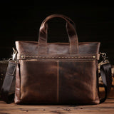 Luxury High Grade Crazy Horse Leather Men Briefcase Natural Genuine Leather Men'S Handbag Ok For
