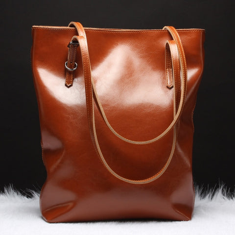 Luxury Genuine Leather Casual Tote Women Shoulder Bag Ladies Fashion  Cowhide Handbag Female