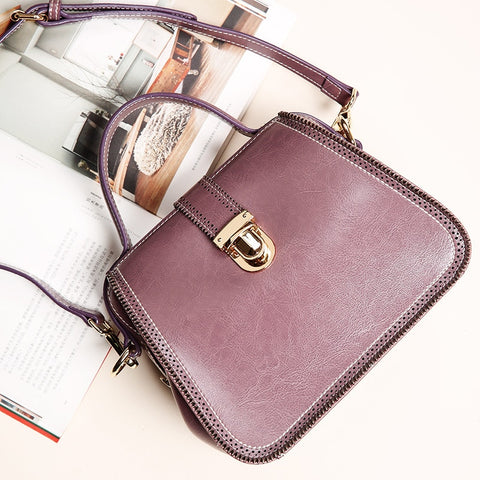 New Women'S Bag Vintage Genuine Leather Handbag Shaped Shoulder Bag Lady Crossbody Doctor Bags