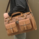 J.M.D Vintage Crazy Horse Leather Handbags Tote Travel Bags Luggage Bag 6001B