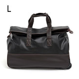 Ditd Men Waterproof Luggage Shopping Travel Bag Handbag Pu Leather Rolling Suitcase Trolley Luggage