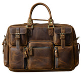 Genuine Leather Mens Bags Travel Tote  Bags Men'S Multiple Pockets Travel Duffle Laptop Large