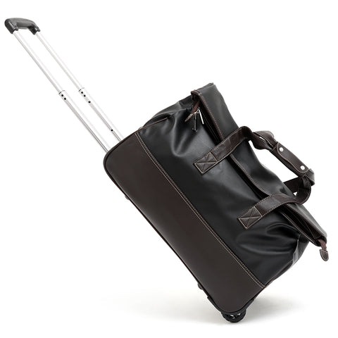 Unisex Pu Trolley Travel Bag On Wheels Waterproof Men'S Trolley Luggage Travel Duffle Bag