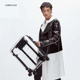 Travel Tale 20 Inch Seven Bar Transparent Suitcase Tsa Lock Carry On Luggage Case Wheels Rolling