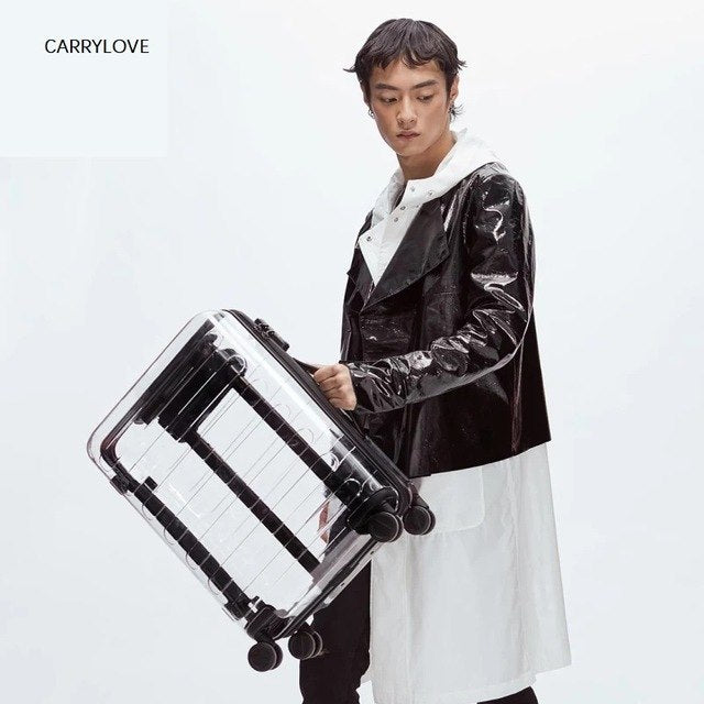 Travel Tale 20 Inch Seven Bar Transparent Suitcase Tsa Lock Carry On Luggage Case Wheels Rolling