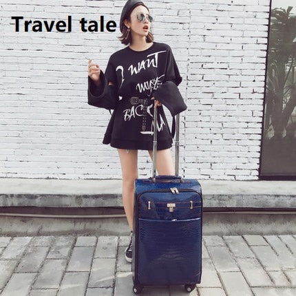 Travel Tale High Quality 24 Inches The Fashion For Women Pu Rolling Luggage  Spinner Brand Travel