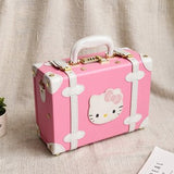 Lovely Kt Pu Leather Suitcase,12 14 15Inches Girl Cartoon Fashion Box,Retro Euro Fashion Trolley