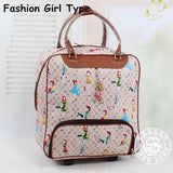 New!16" Women Korea Fashion Style Travel Duffle,Female Hello Kitty Cartoon Travel Luggage Bag On