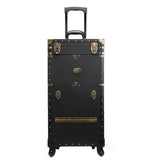 Women Large Capacity Trolley Cosmetic Case Rolling Luggage Bag,Stylist Retro Beauty Tattoo