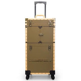 Women Large Capacity Trolley Cosmetic Case Rolling Luggage Bag,Stylist Retro Beauty Tattoo