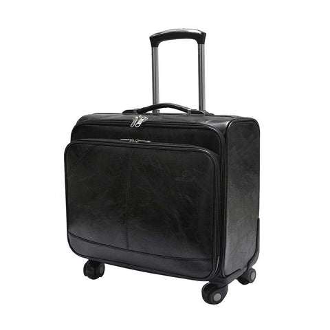 Beasumore Multifunction Men Rolling Luggage Spinner Business Pu Leather Carry On Trolley Travel Bag