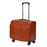 Beasumore Multifunction Men Rolling Luggage Spinner Business Pu Leather Carry On Trolley Travel Bag