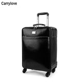 Carrylove 16" 20" 22" Men Genuine Leather Trolley Case Carry On Hand Luggage Bag On Wheels