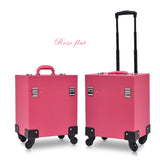 New Cute Trolley Cosmetic Case Rolling Luggage Bag On Wheels,Womens Nails Makeup Toolbox,Beauty