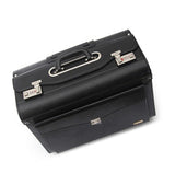 Carrylove  19 Inch Black Carry On Suitcase Pu Leather Cabin Trolley Busy Boarding Crew Luggage