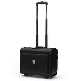 Carrylove  19 Inch Black Carry On Suitcase Pu Leather Cabin Trolley Busy Boarding Crew Luggage