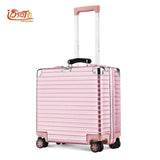 Pure Metal Aluminum Magnesium Alloy Maleta Cabina Business Vintage Suitcase Luggage 16Inch 18