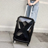 Woman Rolling Travel Suitcase Set 14Inch Cosmetic Bag Diamond Face 20/26/28Inch Carry-On Trolley