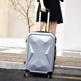Woman Rolling Travel Suitcase Set 14Inch Cosmetic Bag Diamond Face 20/26/28Inch Carry-On Trolley