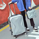 Woman Rolling Travel Suitcase Set 14Inch Cosmetic Bag Diamond Face 20/26/28Inch Carry-On Trolley