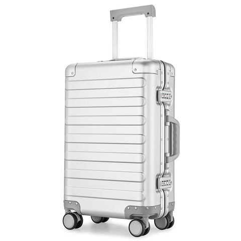 Aluminum-Magnesium Alloy Luggage Female Fashion Aluminum Frame Pull-Rob Box Metal Suitcase Men'S