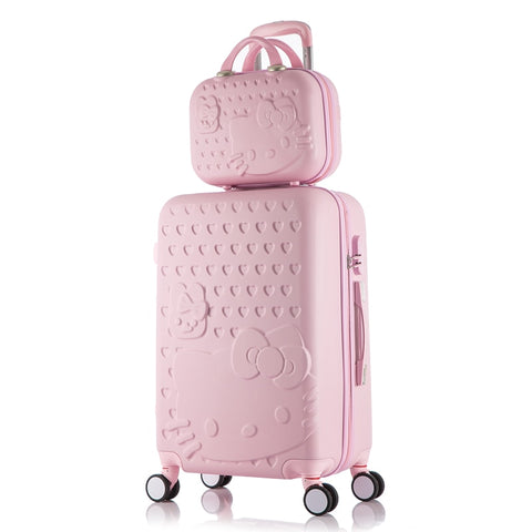 2Pcs/Set Lovely 14" Cosmetic Bag Hello Kitty 20/22/24/28 Inch Girl Students Trolley Case Travel