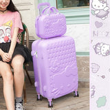 2Pcs/Set Lovely 14" Cosmetic Bag Hello Kitty 20/22/24/28 Inch Girl Students Trolley Case Travel