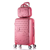2Pcs/Set Lovely 14" Cosmetic Bag Hello Kitty 20/22/24/28 Inch Girl Students Trolley Case Travel