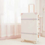 Beasumore Retro Pu Leather Rolling Luggage Set Spinner Suitcase Wheel Vintage Cabin Trolley Women'S