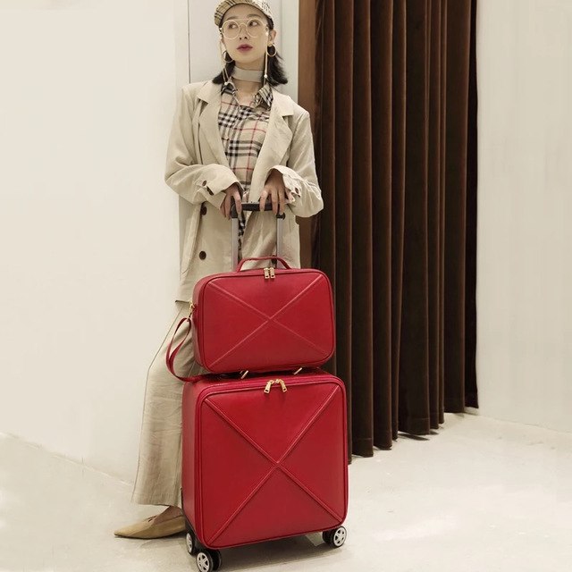 16/20/24Inch PVC High Quality Retro Women Luggage Set Travel Bag With  Handbag Rolling Suitcase On Wheels Waterproof